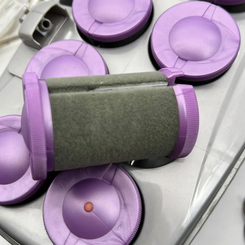 Conair Ion Shine Hair Setter 12 Flocked Rollers Purple Silver Electric HS100
